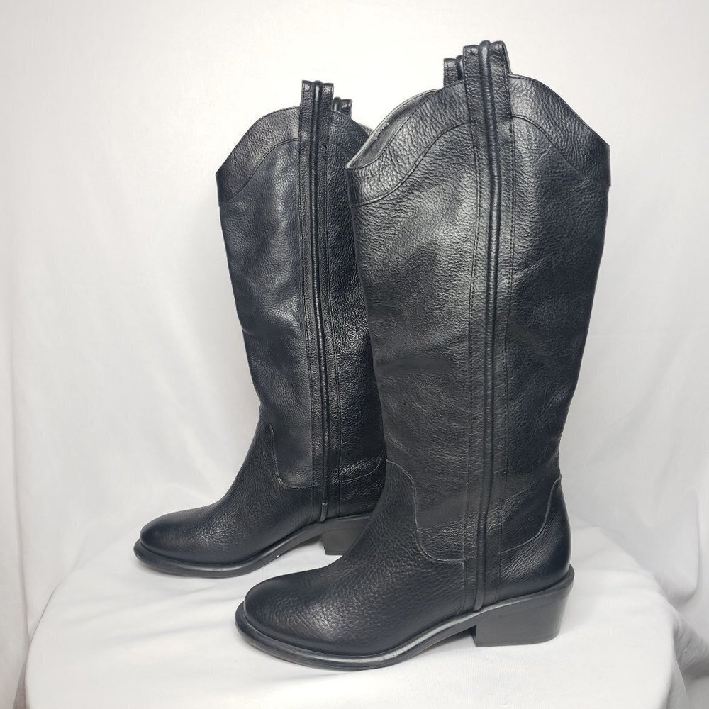 Arturo Chiang Sz 6.5 Black Leather Riding Boots